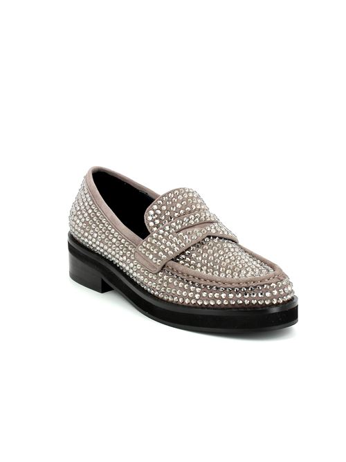 Jaya mocassino da donna in tessuto grigio con strass BIBI LOU | 715X